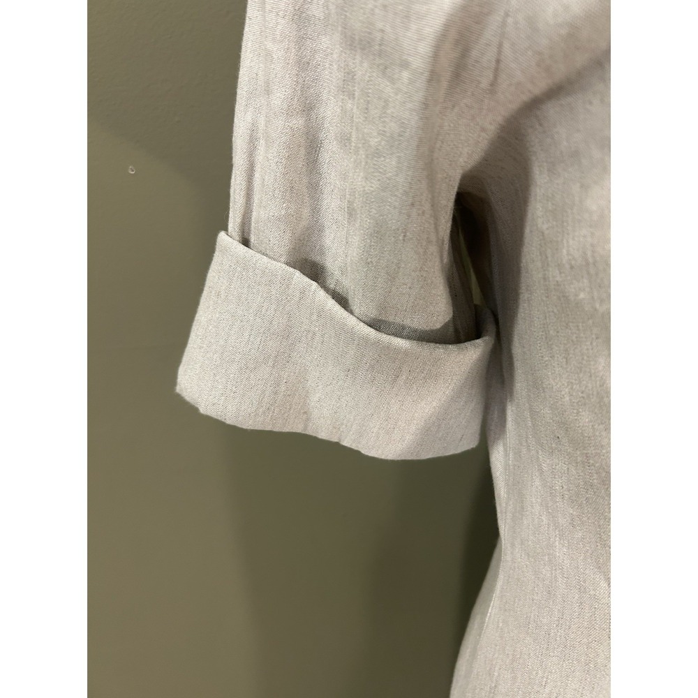 Staud Joan Beige Stretch Linen Blend Maxi Shirt Dress Womens Sz 10 Button Up - Picture 3 of 12